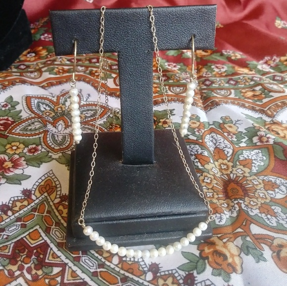 Pearl necklace and earring set in sterling silver - Picture 6 of 8